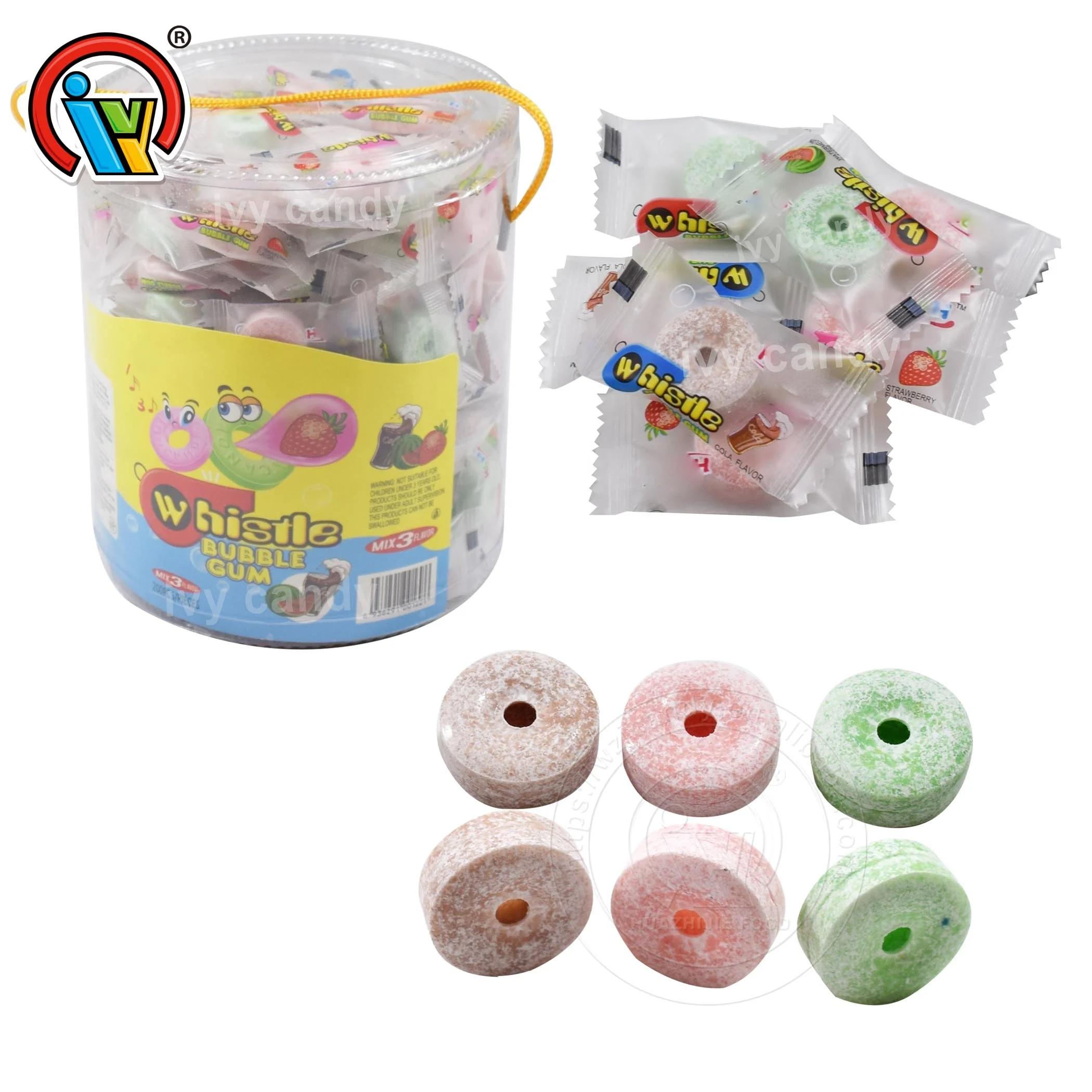 Fruit flavor whistle chewing bubble gum candy importer