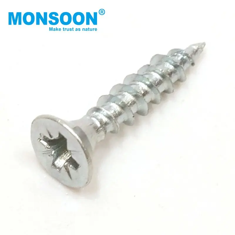 Furniture Fittings Cross Recessed Flat Head Zinc Plated Chipboard Screw Fastener 4*20mm Nickle Cabinet Wood Tapping Screw