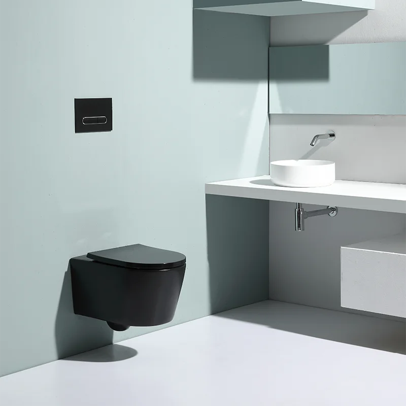 china factory matte black color wall hung toilet rimless toilet suspendus toilette wc