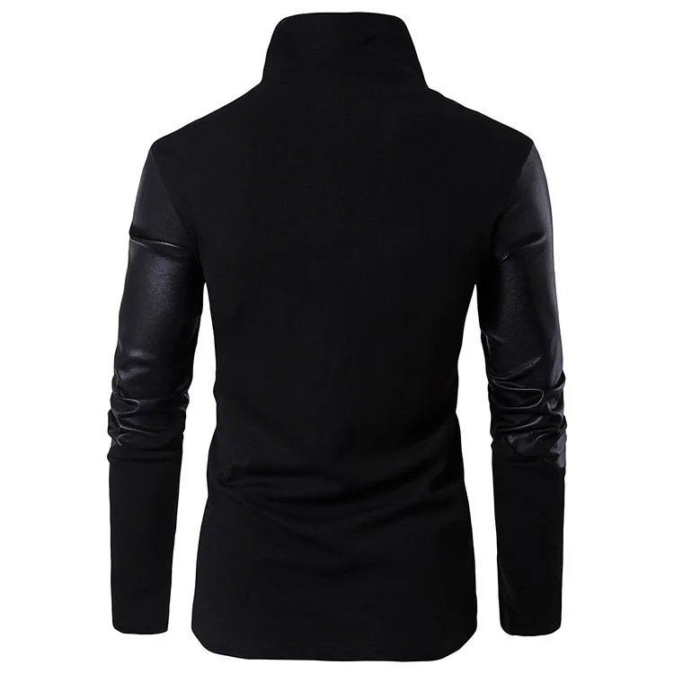 Autumn and Winter Mens Cardigan Zipper Jacket Fashion Knit Sweater Stitching Colorblock Stand Collar Slim Fit  Jacket