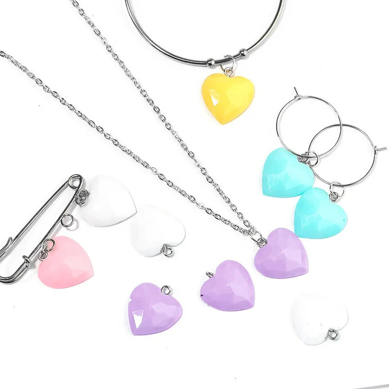 Amazon hot sale Acrylic transparent candy color dice ice cream heart pendant for necklace making
