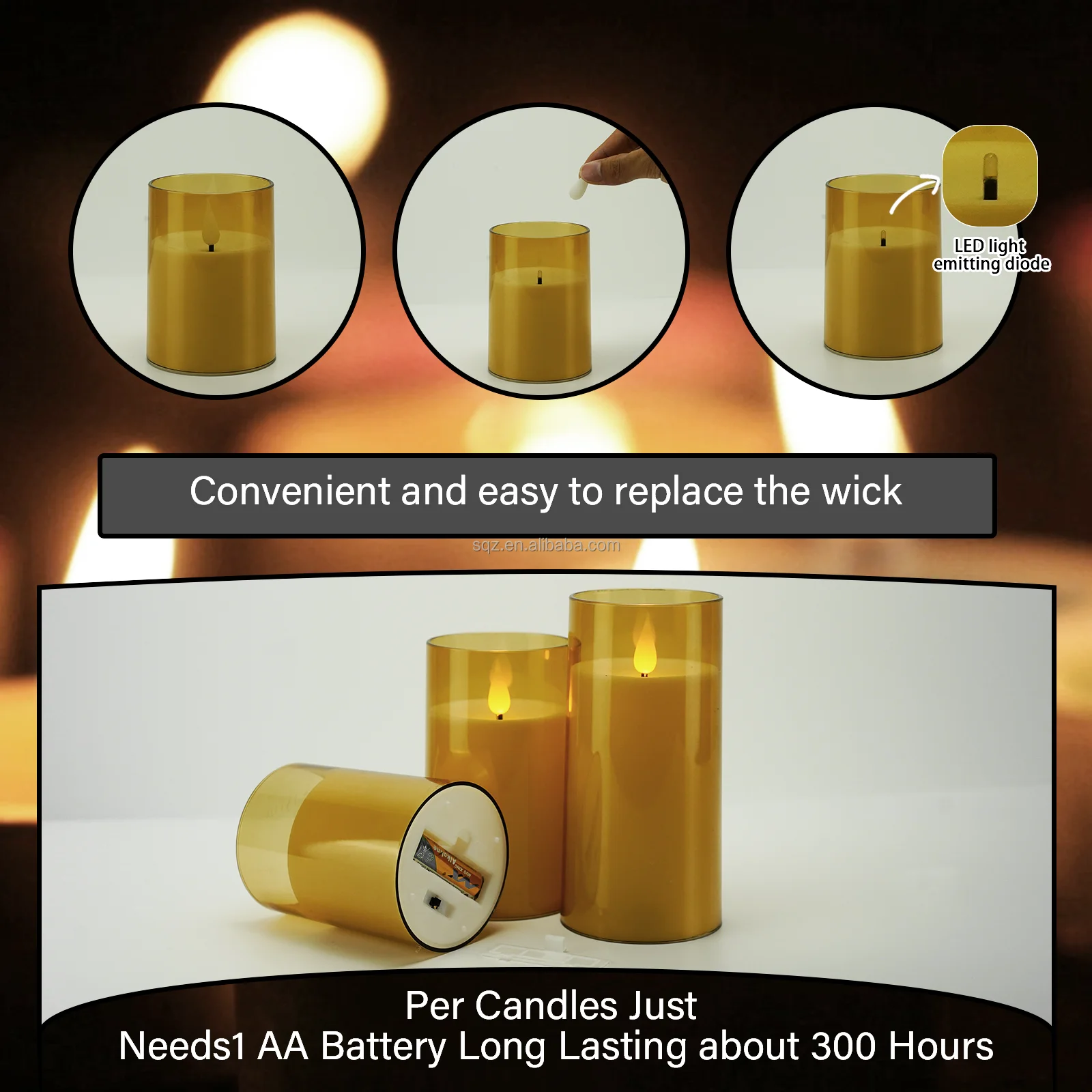 kakoya Hot Sale Acrylic Cup Flicker Moving Wick Led Candle 3D Bullet Shape Flameless Pillar Electric Candle Home Decoration