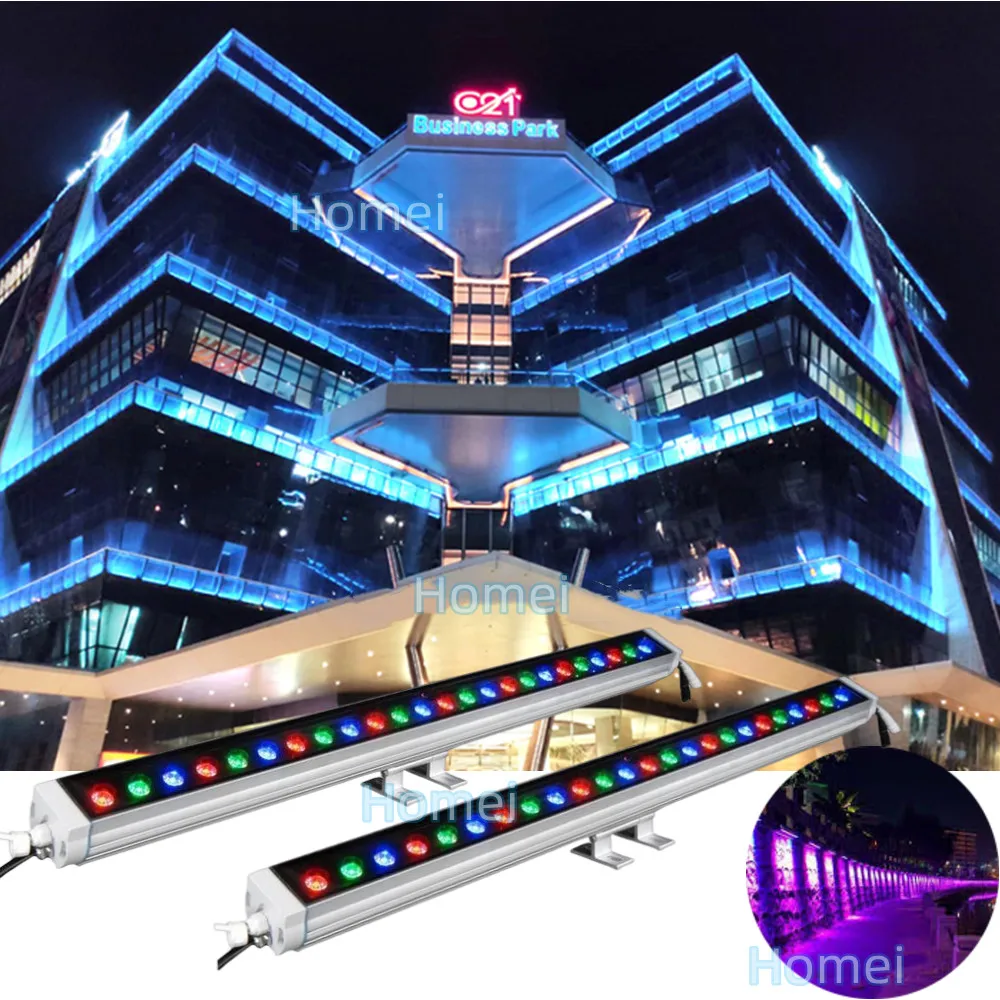 RGB wall washing lamp LED wall washer light for high rise building 24pcs 5in1 outdoor washer bar with remove control Waterproof