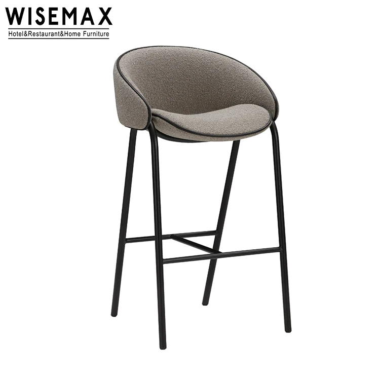 WISEMAX FURNITURE restaurant furniture cheap fabric armrest metal leg dining chair modern dining room high bar stool chairs