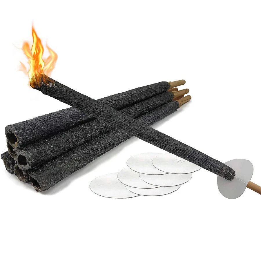 Wax Torches with 90 minutes Burning Time Wax Torches with Hand Guard Garden Party Wedding Night Hiking Campfire Outdoor