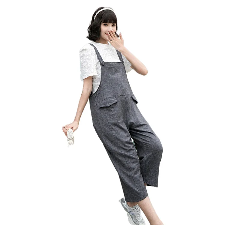 Hot Selling Women Solid Color Loose Suspender Trousers Ladies Pregnant Casual Jumpsuit Pants For Ladies