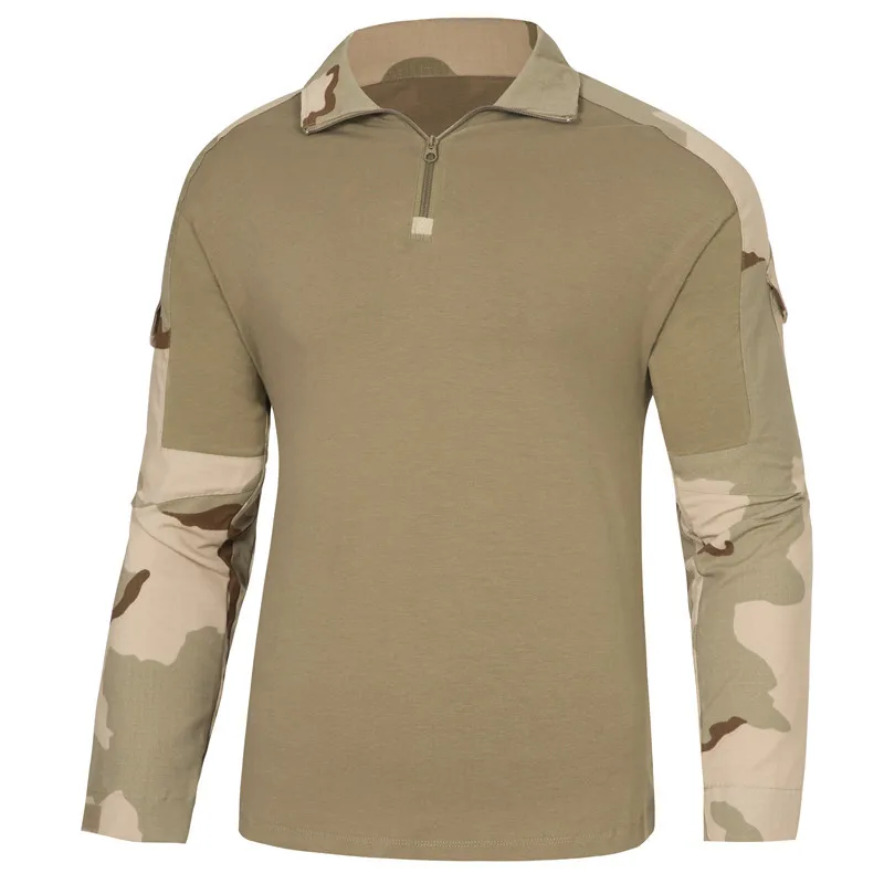 Summer long-sleeved camouflage jacket outdoor frog suit US camouflage field wear-resistant tactical suit