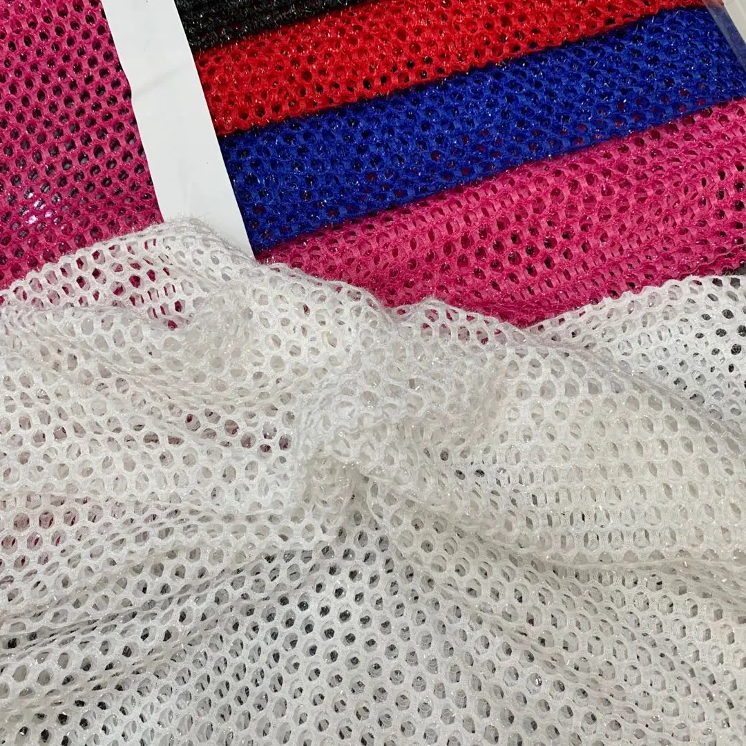 Home textile custom colors 100% polyester lightweight air net cloth lurex sandwich mesh fabric