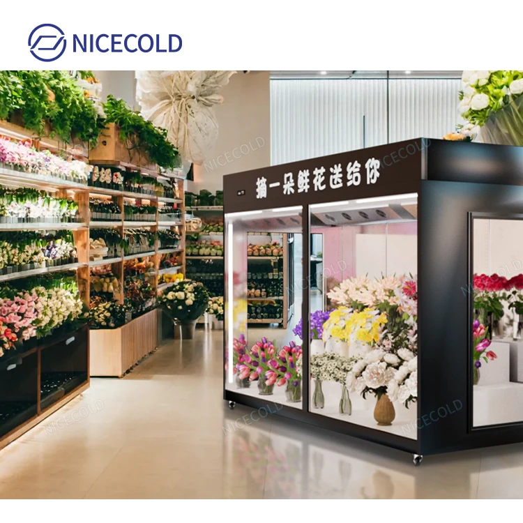 Used Flower Refrigerator Refrigerated Showcase Fresh Floral Cooler Display Cold Room