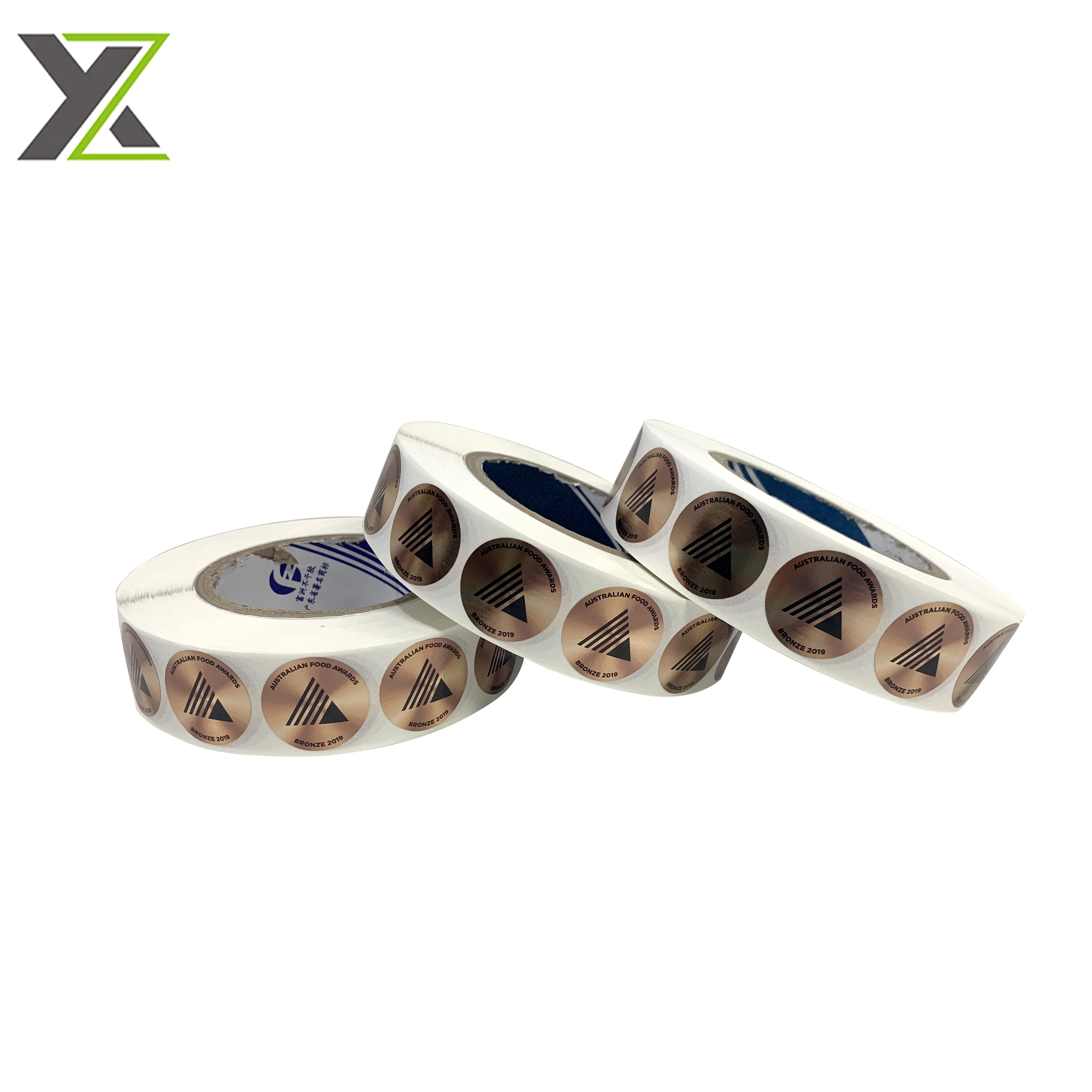 Custom chocolate medal gloss silver paper round shape sticker packaging label