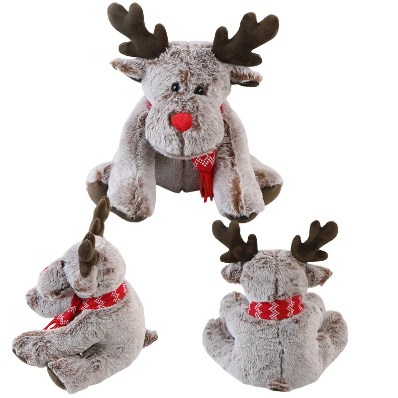 2024 stuffed animal toys Xmas Moose Deer  plush toy manufacturer Stuffed Animal Elk with scarf Plush Reindeer Christmas Gift