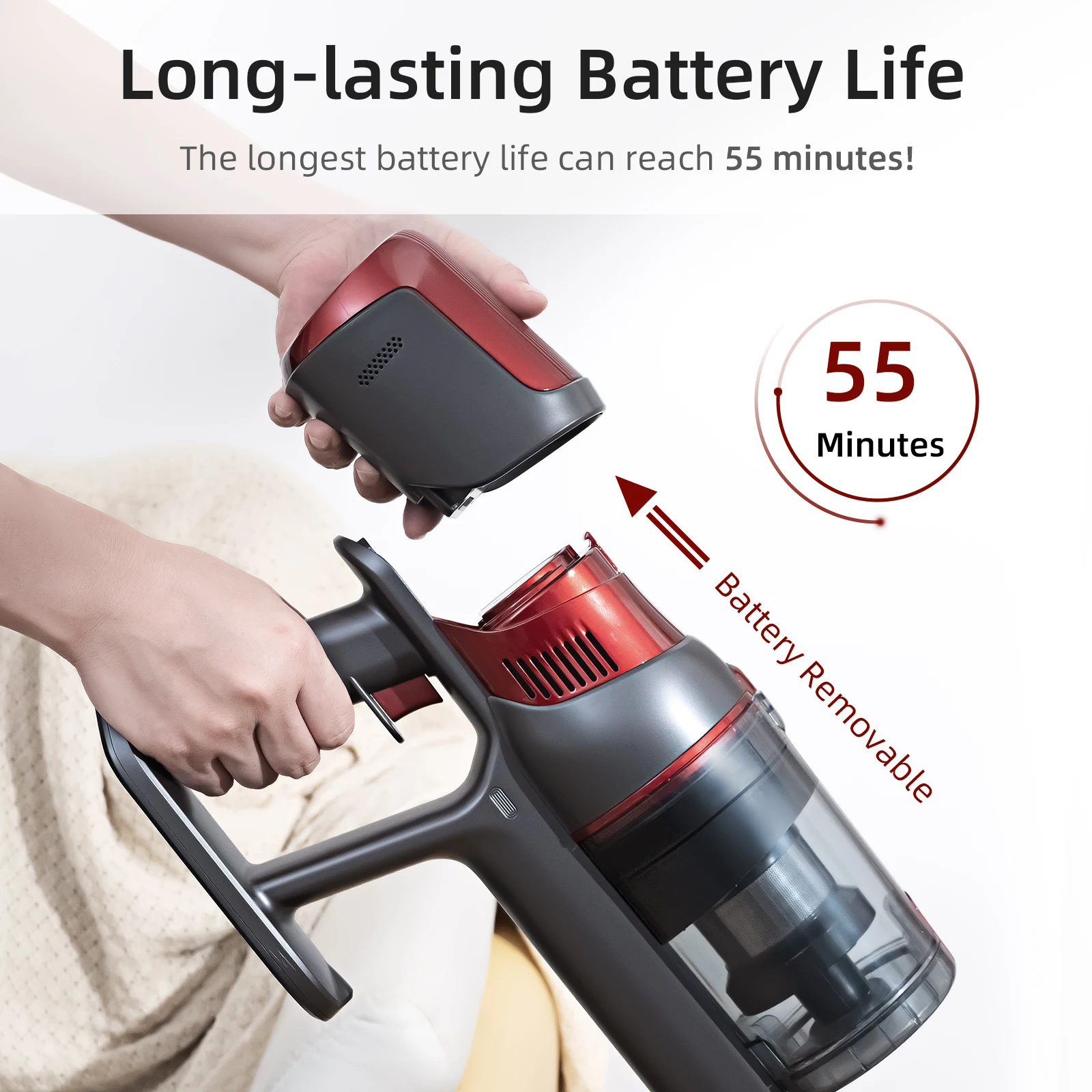 household dry strong suction cyclone 450w BLDC motor cordless handheld stick vacuum cleaner with screen and light