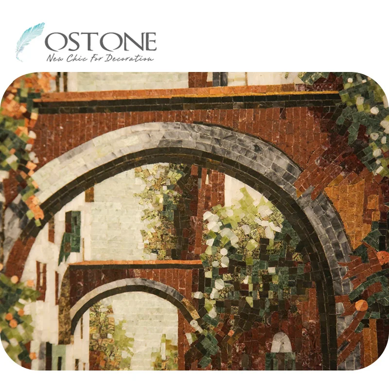 China Manufacturer Mediterranean Design Marble Mosaic Scenery Art Painting