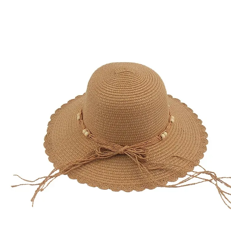 womens large brim raffia straw hat big beach hats with fringe loose end