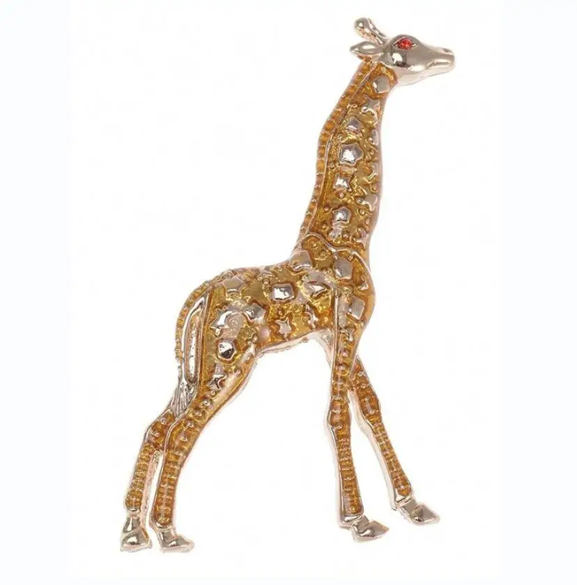 Fashion Cute Personality Colorful Animal Pin Jewelry Gold Color Enamel Giraffe Brooches Gift For Men
