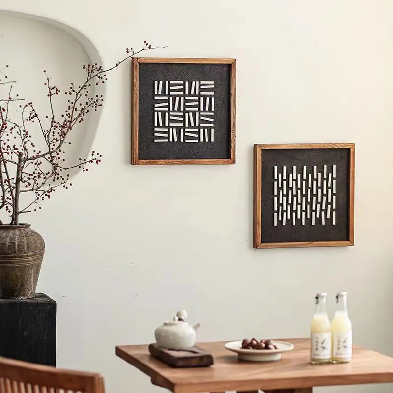 Modern Creative Wall Decor Square Painting Wooden Frame Picture for Interior Living Room Bedroom Home Wall Decorative