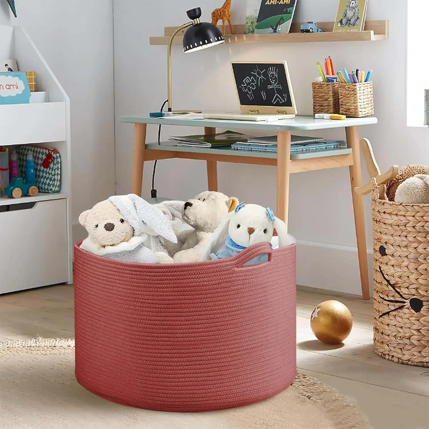 2024 Wholesale Cotton Rope Storage Basket Fabric Cloth Bedroom Accessories Used as Laundry Basket