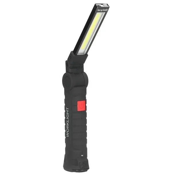 COB Torch Flashlight with Magnetic Base Rechargeable Work Light Workshop Lamp 5 Modes White/Red Light Camping Lamp for Garage