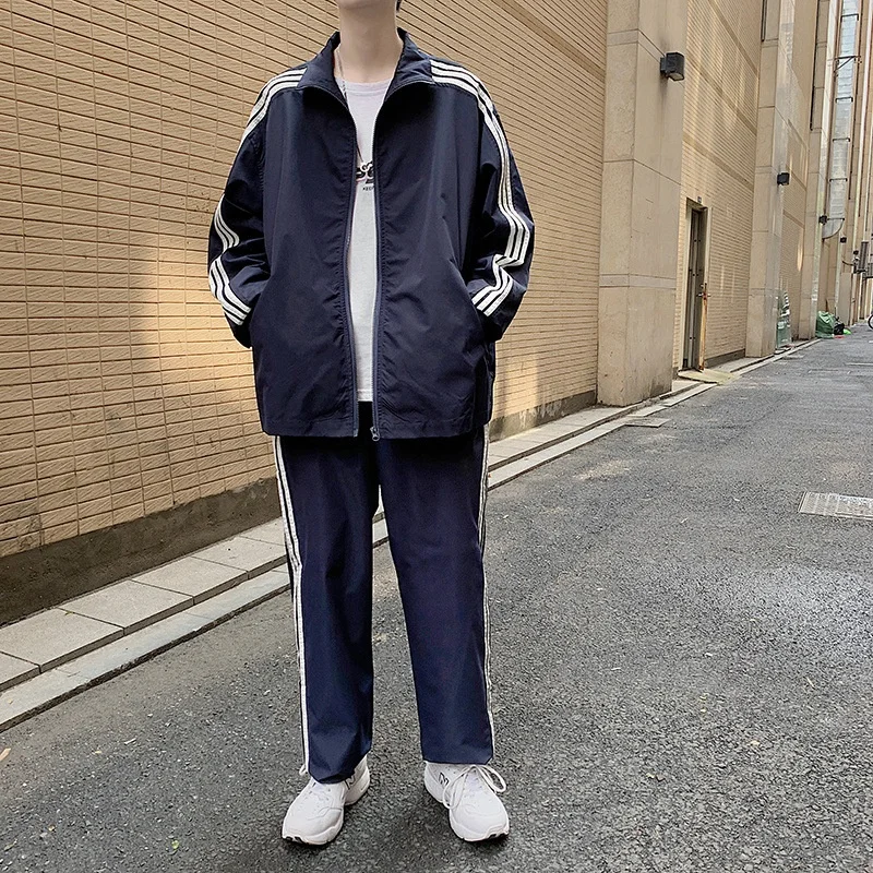 Custom Print Mens Nylon Blank Tracksuit Zip Up Jacket And Pants Windbreaker Cargo Jogging Set Unisex Sports Joggers Suit For Men