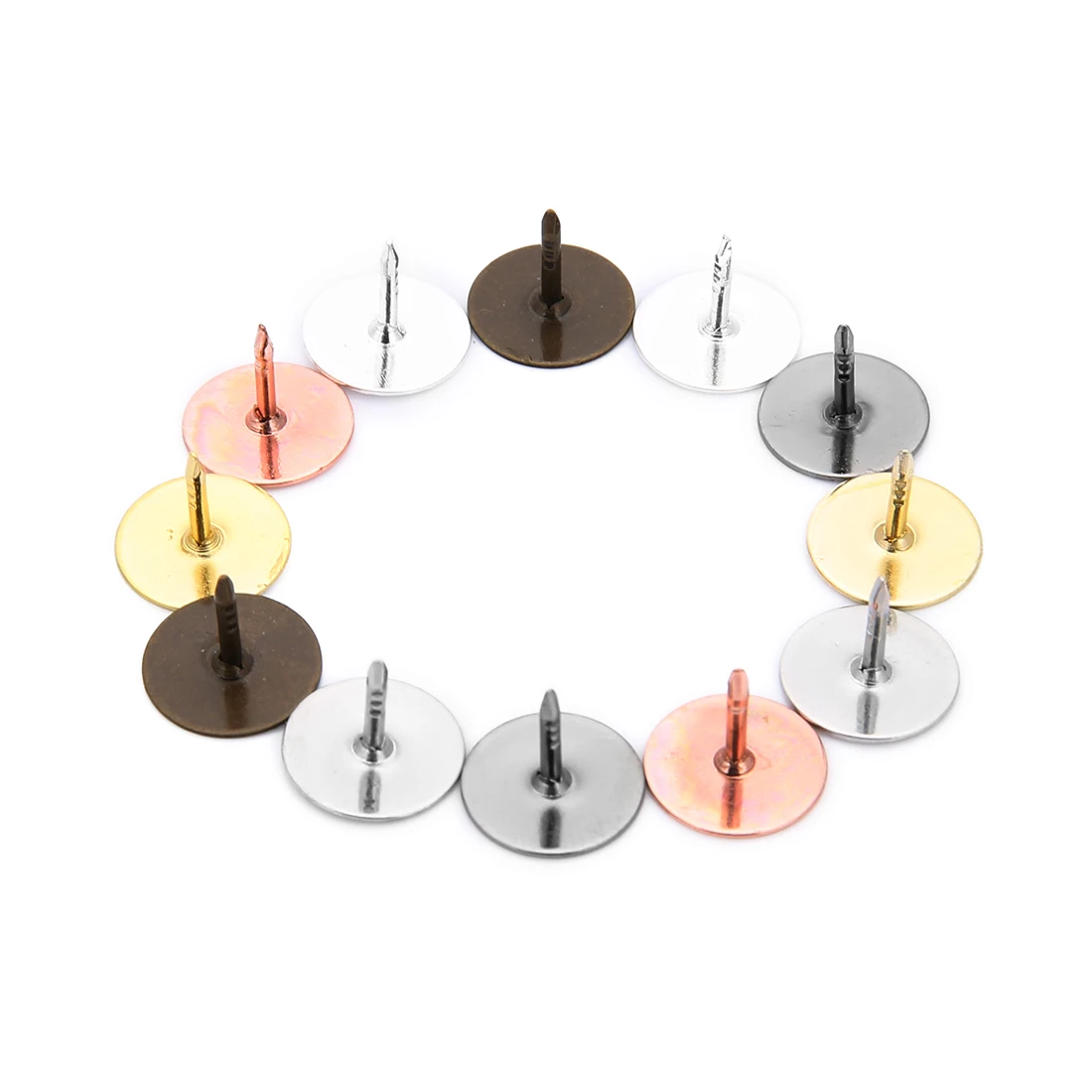 50pcs Copper Butterfly Cap Spur Pin Micro Chapter Accessories Round Head Premium Luxury Card Cap Pins For Jewelry Making