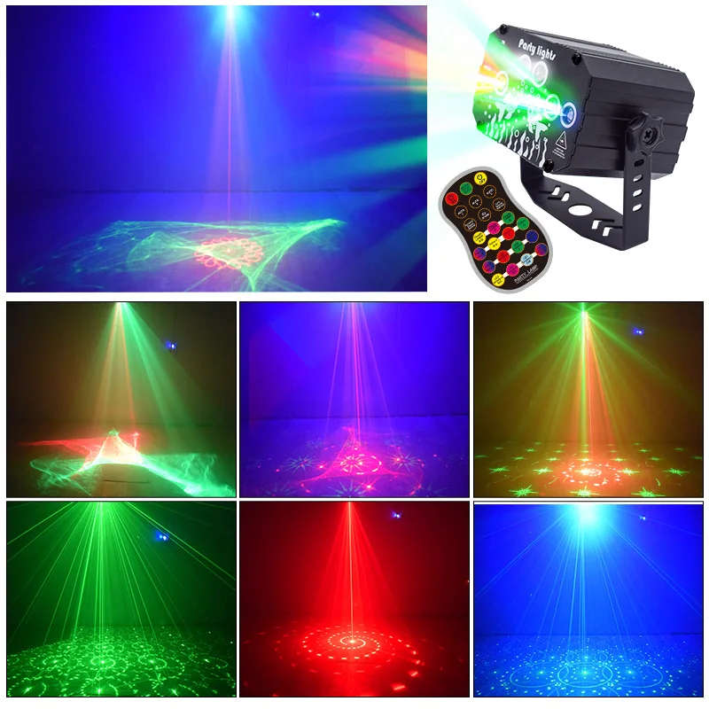 New Magic LED DJ Disco Stage Lighting Party Decoration 3 in 1 LED Sound Activated RGB Flash Strobe Projector Laser Stage Light