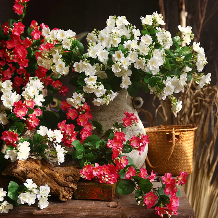 New Style Season  Artificial Flower White Silk Jasmine Artificial Jasmine Flower For Indoor Wedding Decoration