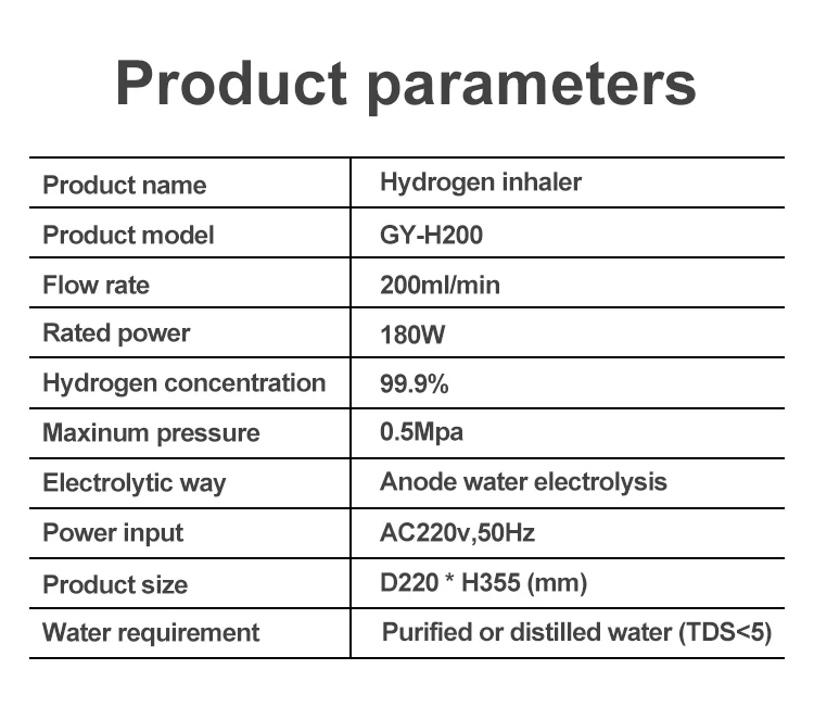 PEM Hydrogen Gas Generator SPE Hydrogen Inhalation Machine Breathing 200ml Generador Hydrogen Inhaler