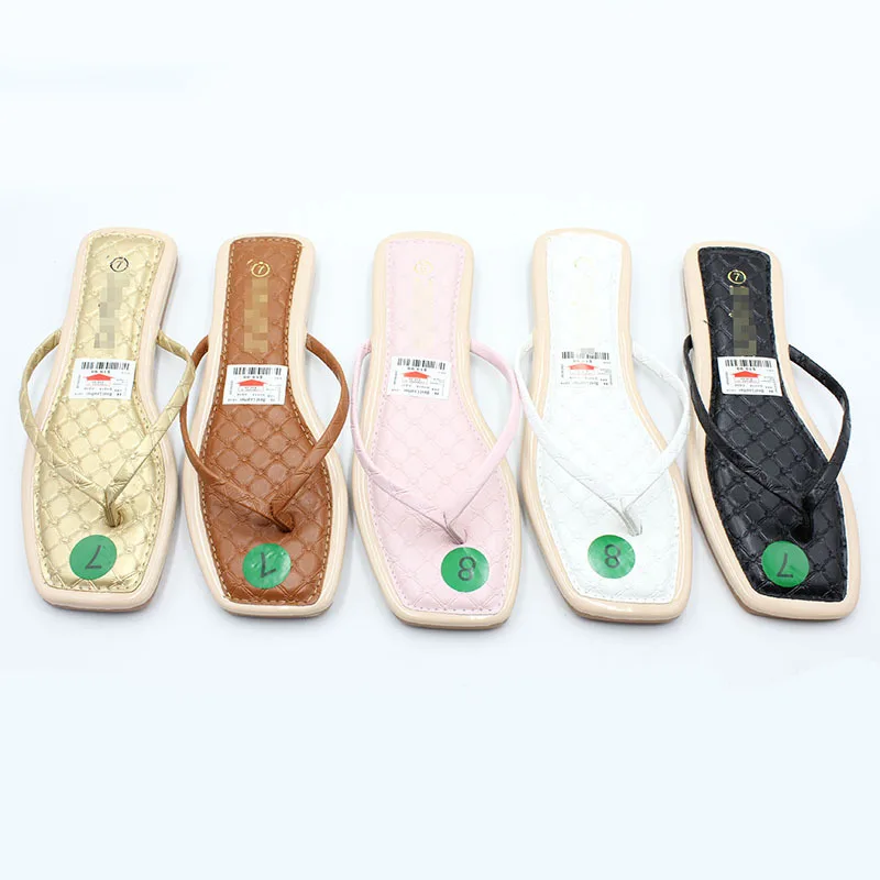 Factory Wholesale Summer 2024 New Style Fashion Open-toed Flip-flops Slippers Fancy Ladies Shoes Wear Leather Flat Sandals