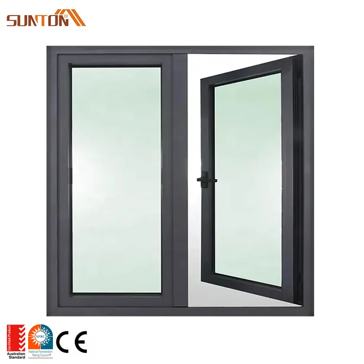 Custom modern alluminium frame glass casement windows for house villa hotel home