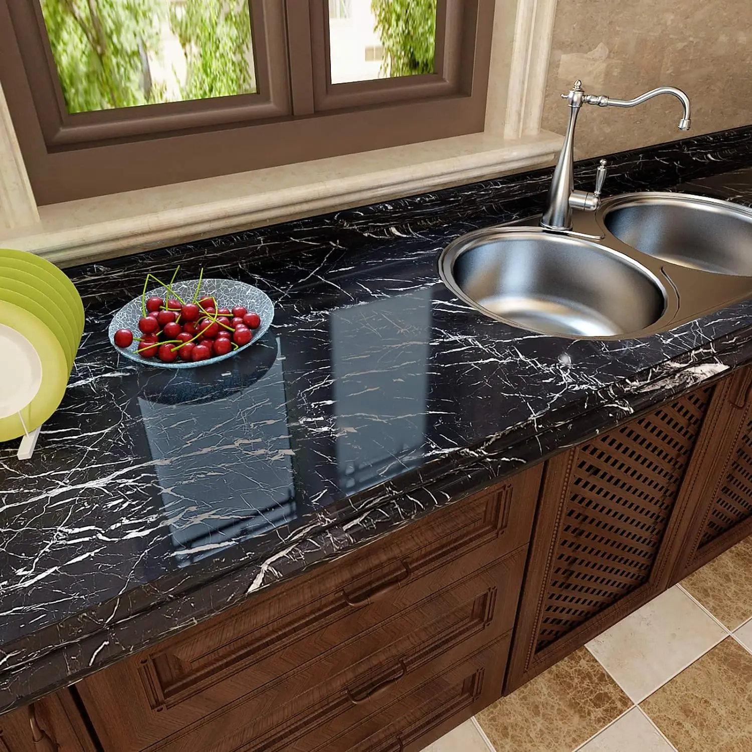 Wholesale Modern Black Peel And Stick Waterproof PVC Self Adhesive Marble Wall paper Design Sticker For Home Table