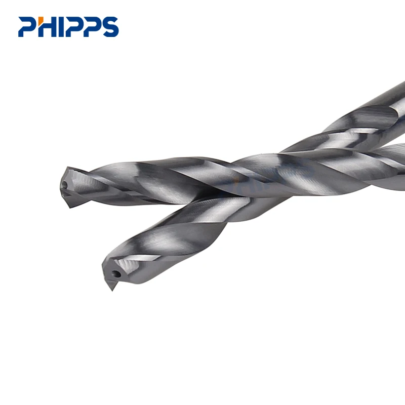 PHIPPS CNC hole drilling hardmetal tungsten solid carbide 3D 5D inner cooling aiguille tipped twist drill bit set