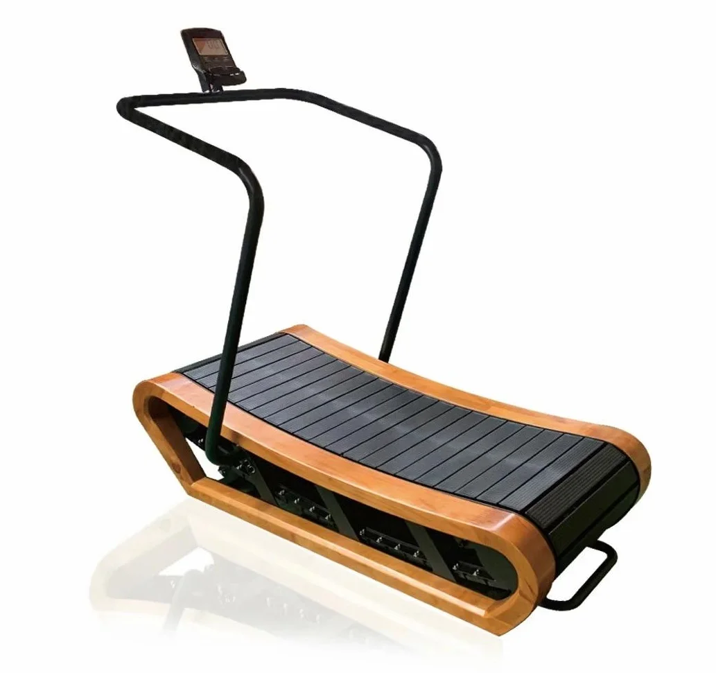 Gym fitness equipment commercial treadmills manufacturers Wood air runner treadmill curve gym mechanical manual curved treadmill