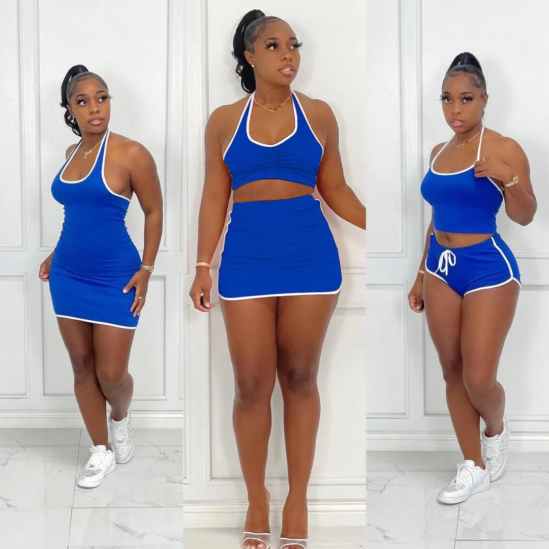 
QC6569 - New design solid color summer set matching sister clothes for woman 