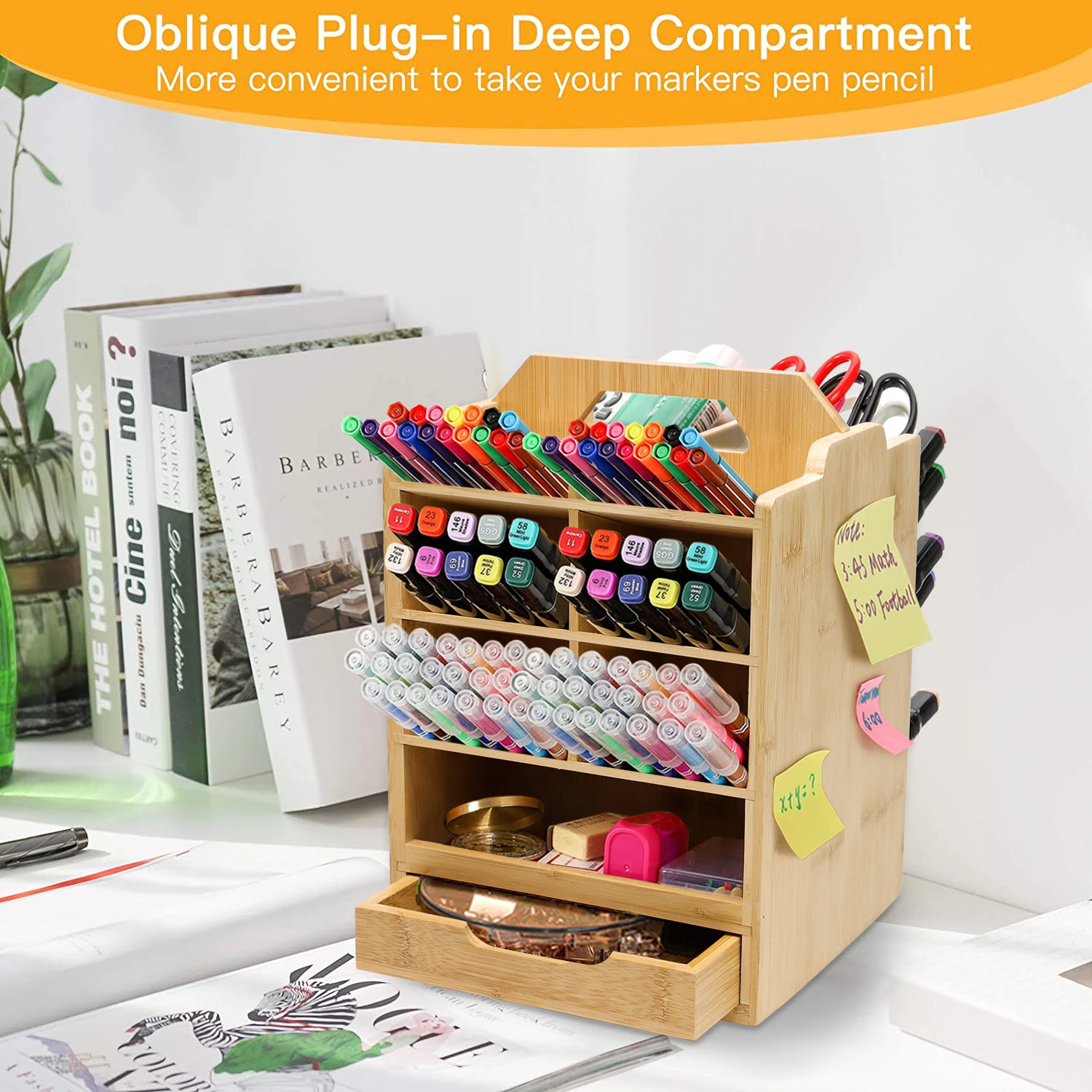 Bamboo Rotation Desktop Storage Box Natural Wood Office Pen Holder Multifunction Stationery Splicing Pencil Bamboo pen holder