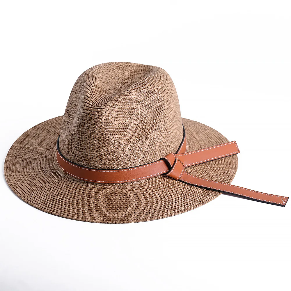 
Wholesale 2021 fashion girl spring summer straw hat unisex solid color outdoor summer sun travel beach top hat for men 