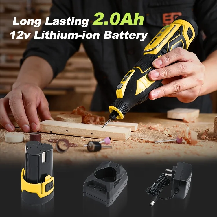 GreatStar 12V Cordless Rotary Tool Kit Customize Grinder Powerful mini Engraver Sander Polisher with 114 Easy Change Accessories