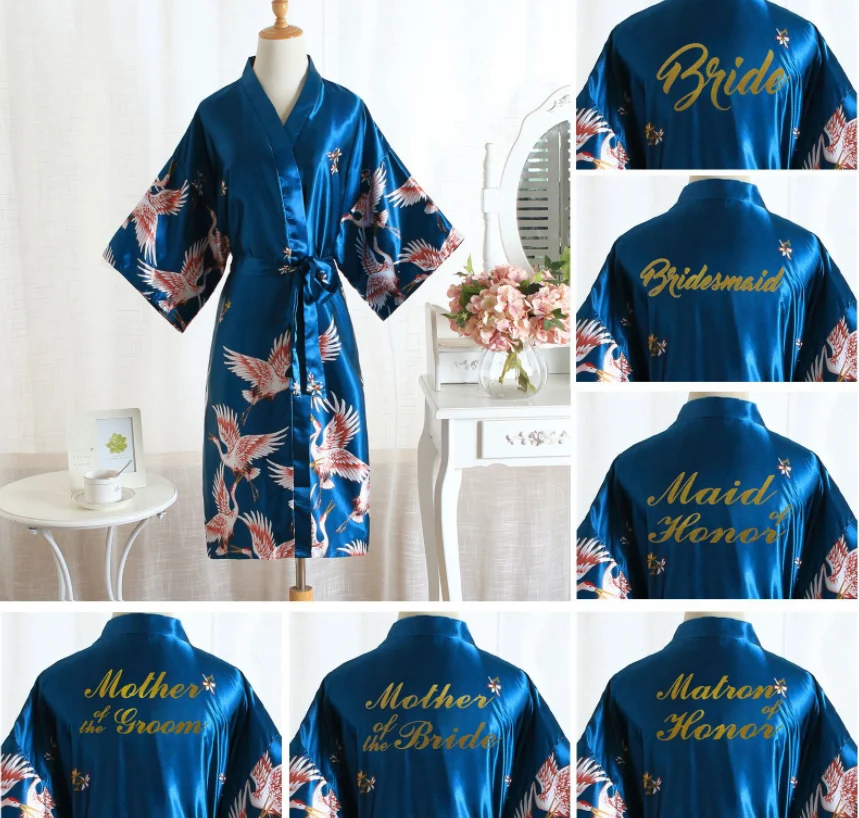 Custom the satin silk crane xia sleeves brides bridesmaid  robe