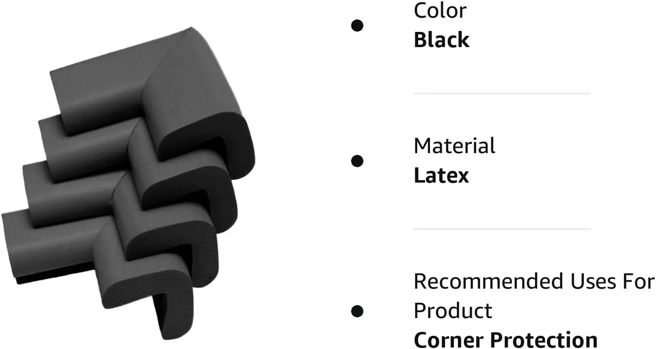 12-Pack Baby Proofing Edge and Corner Guards Soft Corner Protector Made of Rubber  Safety Pre-Taped Furniture Bumper