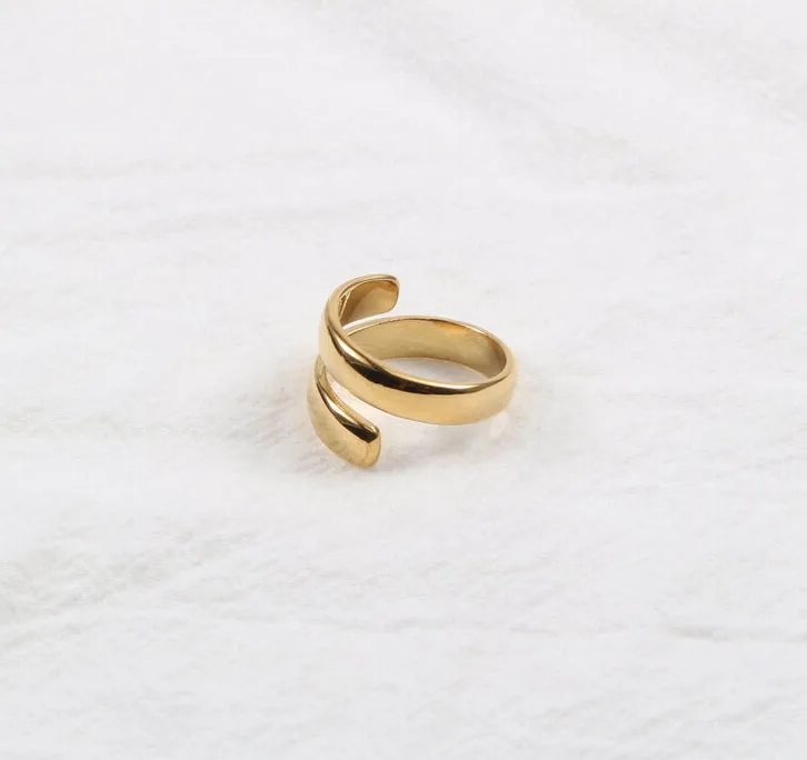 Модное гладкое складное кольцо для обнимания, позолоченные кольца из нержавеющей стали 18 карат для женщин