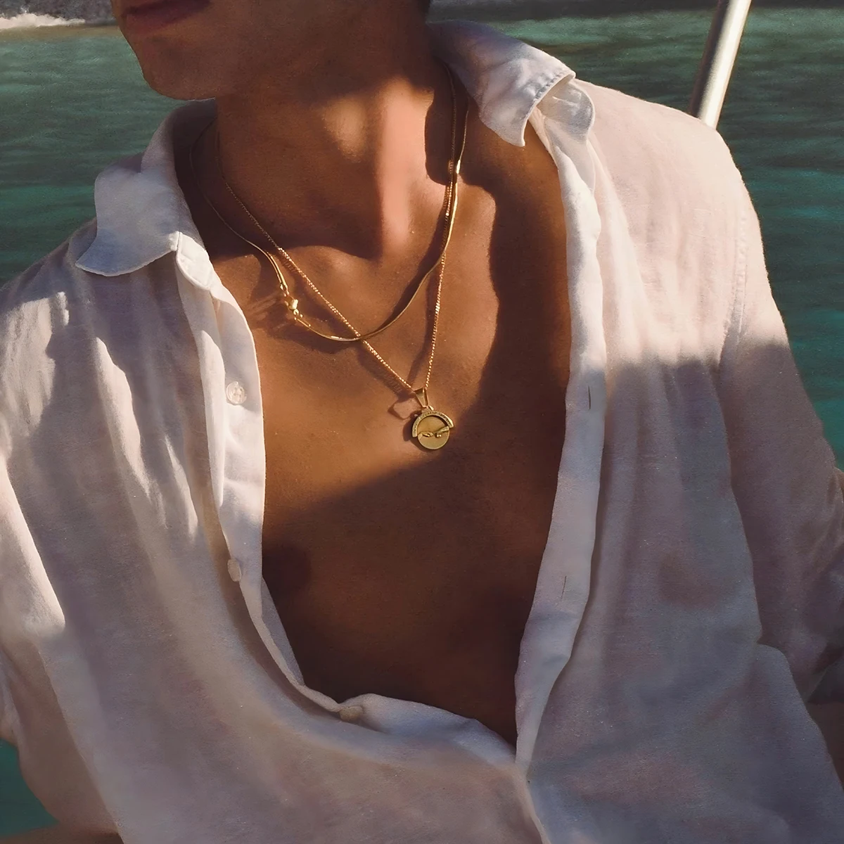 Stainless Steel Veni Creator Spiritus Creation Of Adam Pendant Necklace