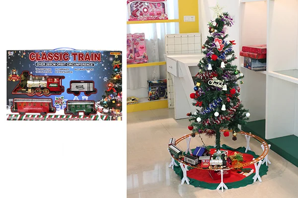 Electric christmas railway train can be hung on Christmas tree