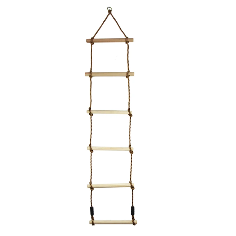 5 Steps Single-headed Wooden Rock Climbing Rope Ladder