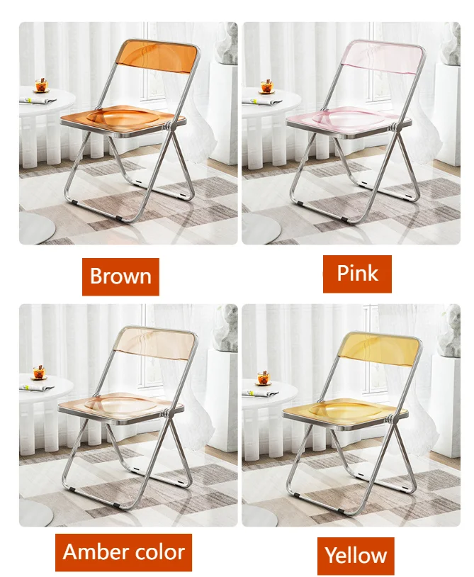 Manufacture Luxury Modern Acrylic Folding Chair Transparent Chairs Stackable Crystal Folding Chair Plastic Living Room Seat