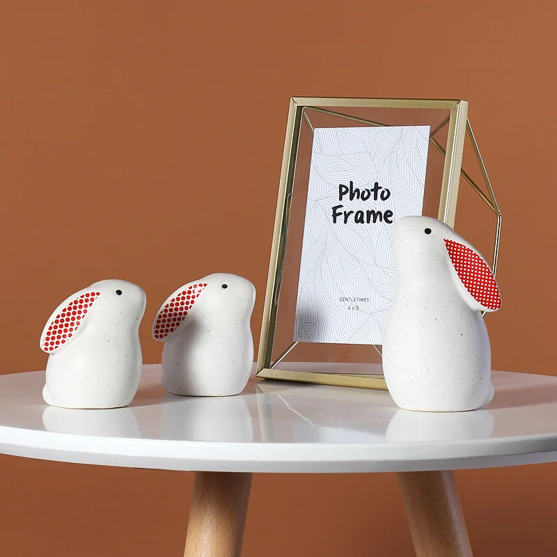Wholesale ceramic wedding cute rabbit ornaments hotel home decor ornaments nordic home decoration pieces