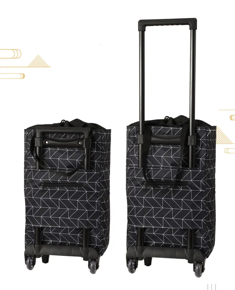 wholesale green foldable folding custom logo shopping cart trolley bags on wheels for market