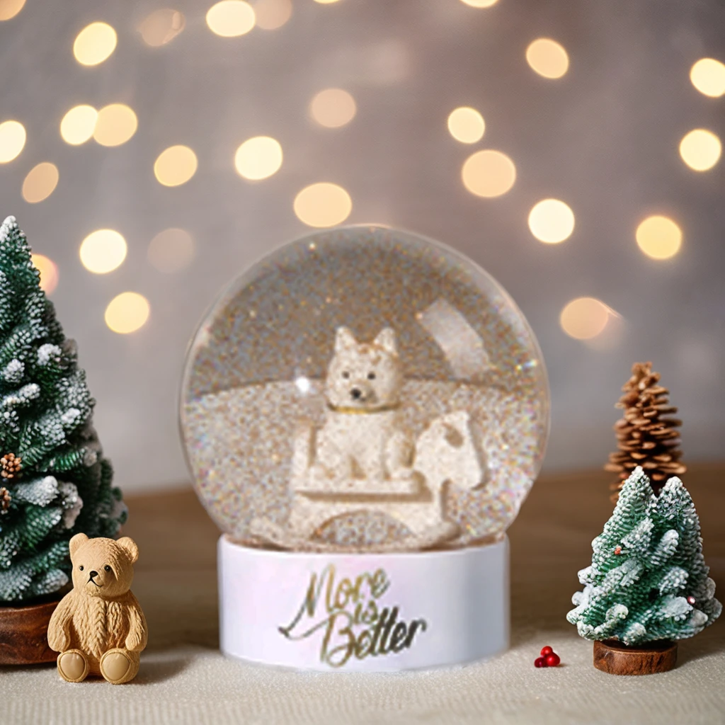 luxury ornament diy personalized hand painted custom glass snowball decorations gifts with music led small snow globe