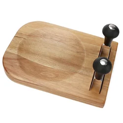 Rocker Tools Mezzaluna Knife and Cutting Board Set Wooden Chopping Board Bowl