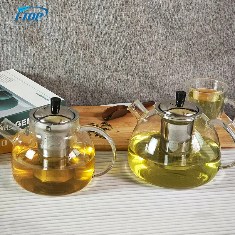 Factory Hot selling heat resistant glass teapot with strainer flower pot glass tea pot with infuser