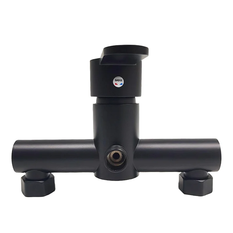 Minwei Wall-Mounted Hot & Cold Faucet, Stainless Steel Black Bathroom Shower Sets with Chrome Faucets & Mixer Taps