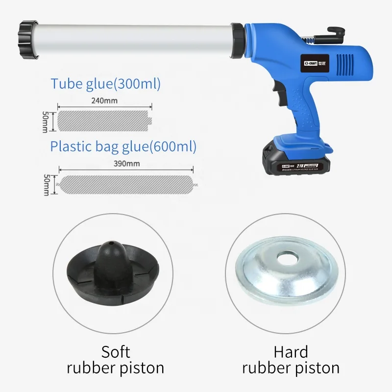 600ml silicone 20V Electric Cordless Dual Cartridge Caulking Gun Powered by Lithium Battery